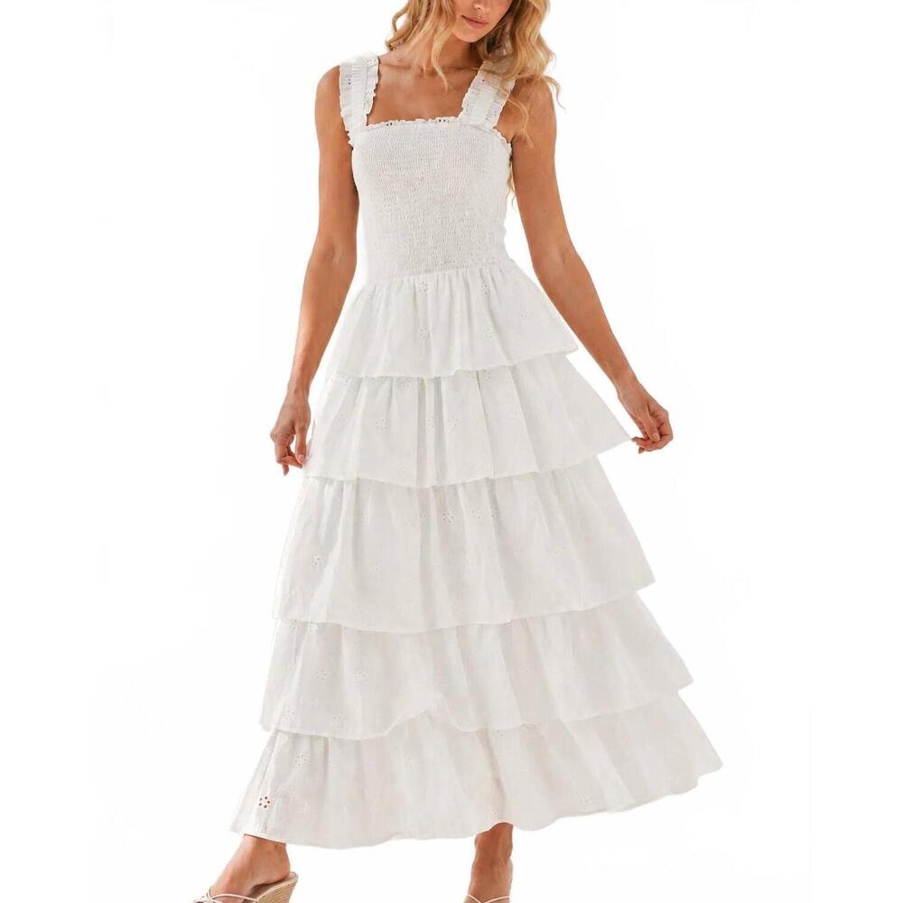 NEW KLESIS waterfall maxi dress in white